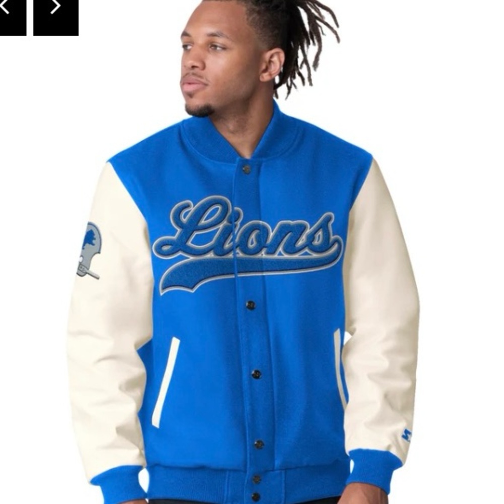Starter Detroit Lions Wool & Leather Varsity Jacket